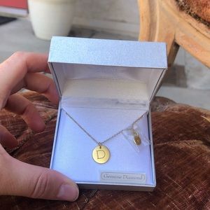 “D” Gold Chain Necklace with Diamond on Back Clasp